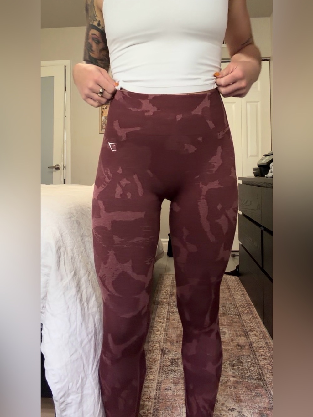 Gymshark Adapt Camo Seamless Leggings Savanna/Cherry Brown S